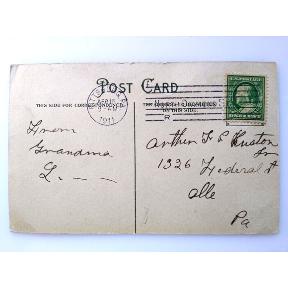 Loving Easter Greetings Postcard 1911 Child Bunny Rabbits In Flower Garden 72011 - Picture 3 of 3